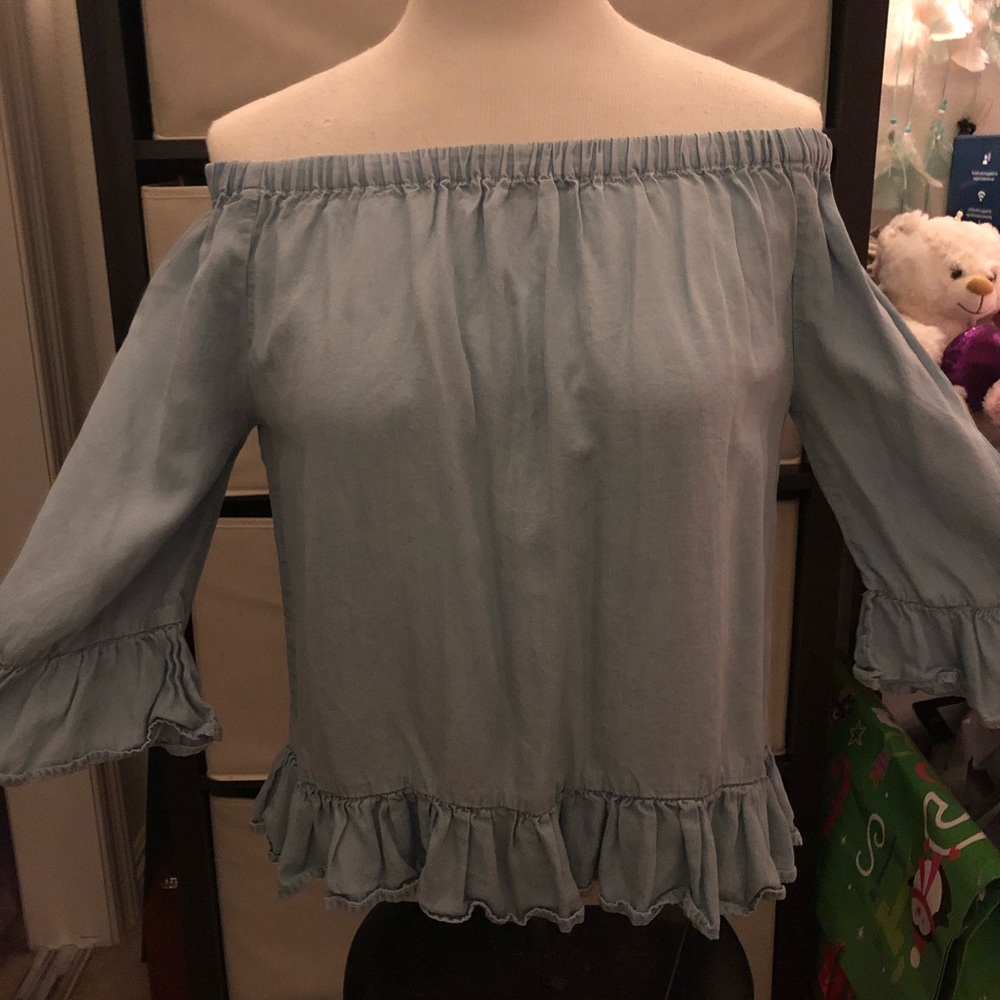 Off the shoulder denim blouse